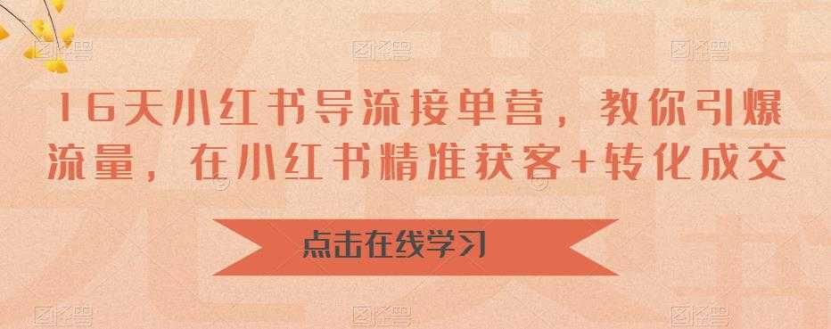 16天小红书导流接单营，教你引爆流量，在小红书精准获客+转化成交