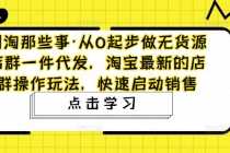 （4979期）从0起步做无货源店群一件代发，淘宝最新的店群操作玩法，快速启动销售